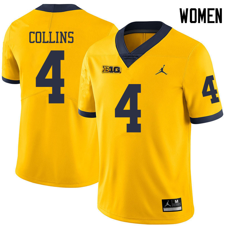 Jordan Brand Women #4 Nico Collins Michigan Wolverines College Football Jerseys Sale-Yellow